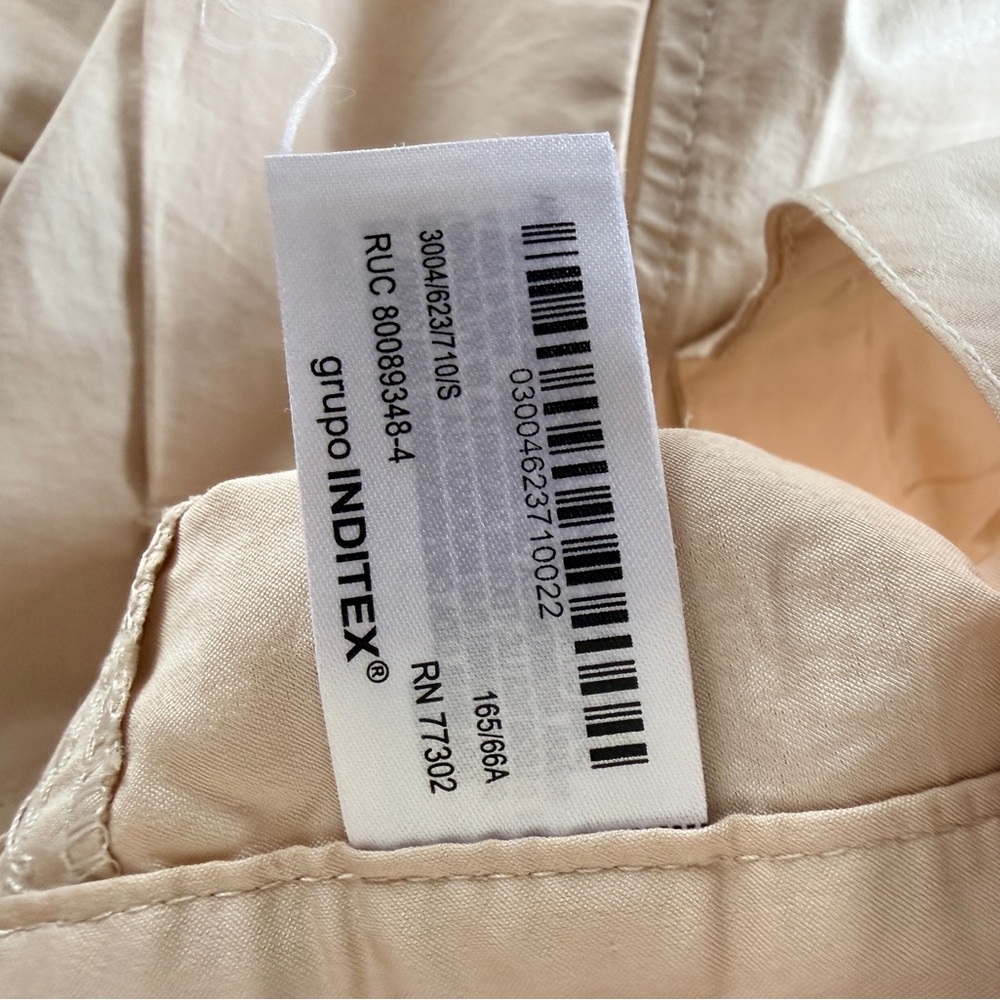 Zara Cotton Lightweight High Ride Wide Leg Pleated Trousers Pants sz Small - Picture 9 of 9